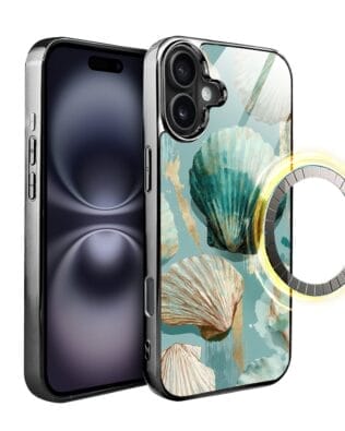 Etui do iPhone 16 IBIZU Elite Glass z MagSafe, Morze, Turkusowy skarb, czarne