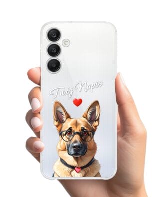 Etui do Samsung Galaxy A25 5G przeźroczyste, silikonowe Flexi, Puppy Love, pies rasy Owczarek Niemiecki