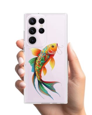 Etui do Samsung Galaxy S23 Ultra przeźroczyste, silikonowe Flexi, Dzika Mandala, Złota ryba