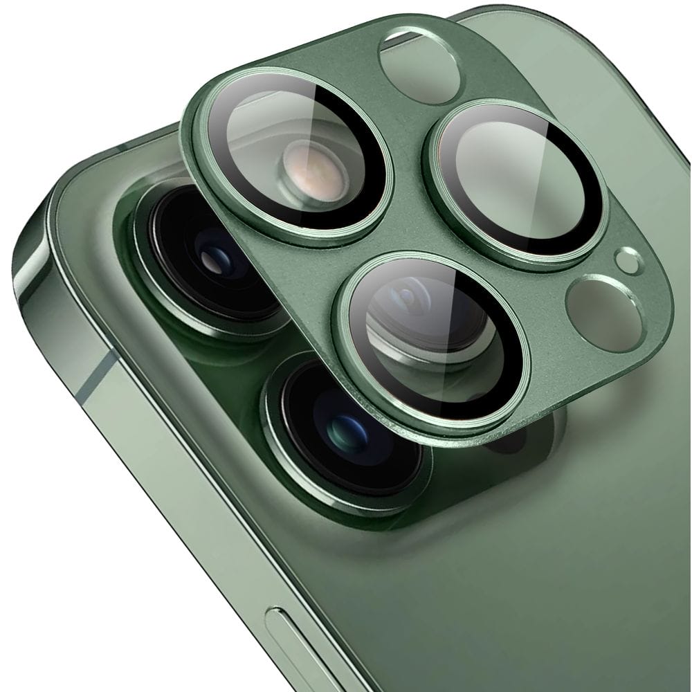 Metalowa osłona na cały aparat z wbudowanymi szkłami do iPhone 13 Pro Max, zielona