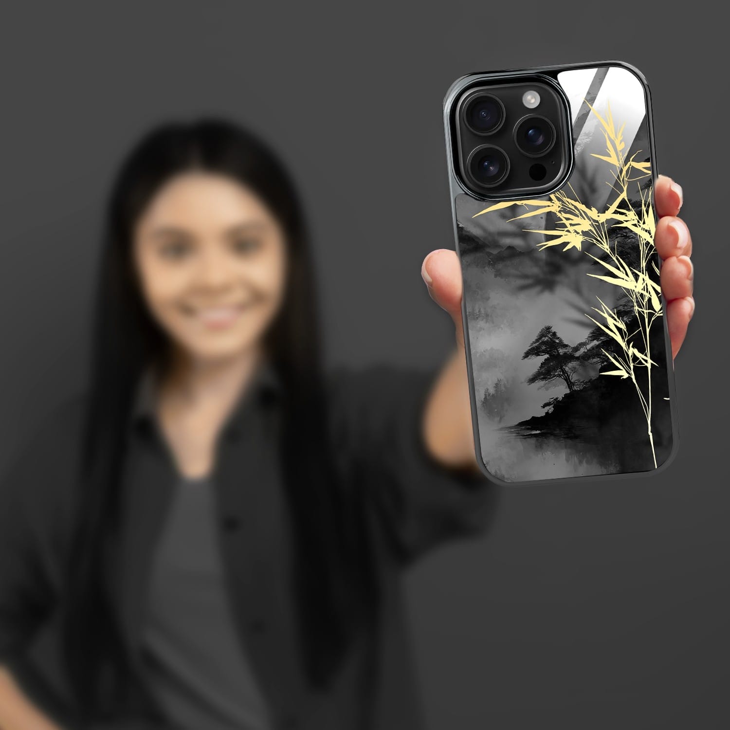 Etui do iPhone 16 Pro Max IBIZU Elite Glass z MagSafe Magia Azji, Złoty bambus, czarne - obrazek 6