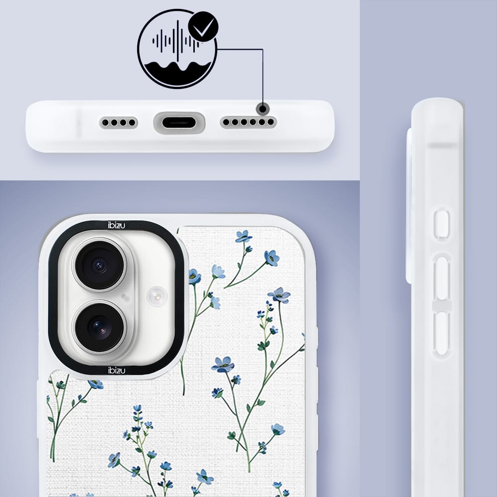 Etui do iPhone 16 IBIZU DropGuard Matt z MagSafe, Pastel Bloom, Niebieski sen - obrazek 6