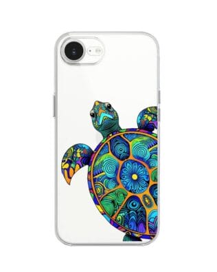 Etui do iPhone 16e przeźroczyste, silikonowe Flexi, Dzika Mandala, Żółw