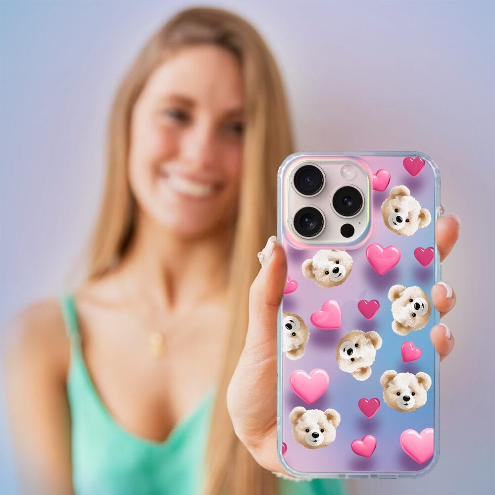 Etui do iPhone 14 Pro IBIZU California Sunset, zmieniające kolor, Love Mood, miś i serduszka - obrazek 5