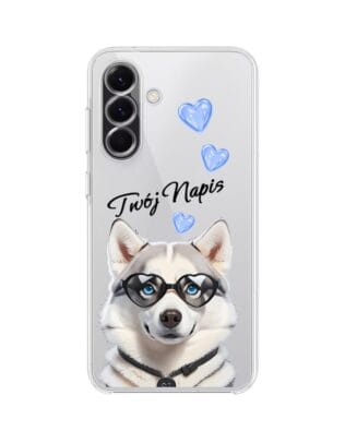 Etui do Samsung Galaxy A56 5G przeźroczyste, silikonowe Flexi, Puppy Love, pies rasy Husky
