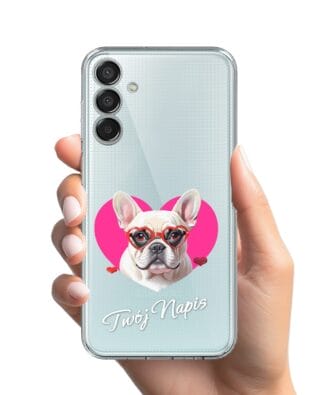 Etui do Samsung Galaxy M15 5G przeźroczyste, silikonowe Flexi, Puppy Love, pies rasy Buldog Francuski