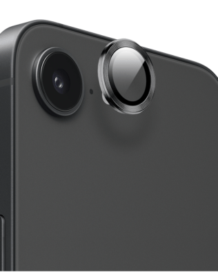 Metalowa osłona obiektywu aparatu ze szkła hartowanego 9H do iPhone 16e, 1 zestaw, głęboka czerń