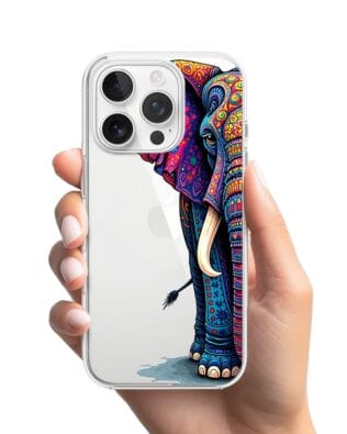 Etui do iPhone 15 Pro przeźroczyste, silikonowe Flexi, Dzika Mandala, Słoń