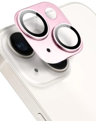 Metalowa osłona na cały aparat z wbudowanymi szkłami do iPhone 14 Plus, różowa