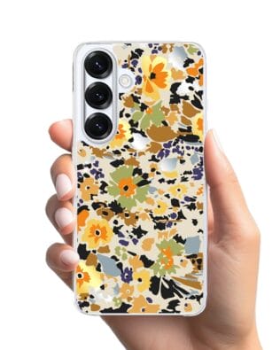 Etui do Samsung Galaxy S25 z MagSafe przeźroczyste, silikonowe Flexi, malowane kwiatki