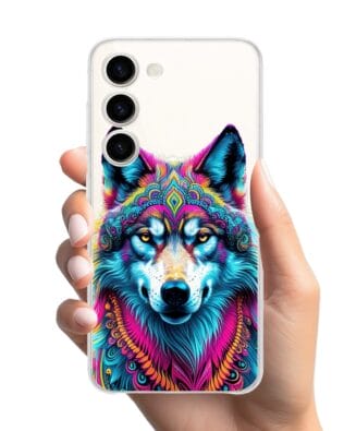 Etui do Samsung Galaxy S23 FE 5G przeźroczyste, silikonowe Flexi, Dzika Mandala, Wilk