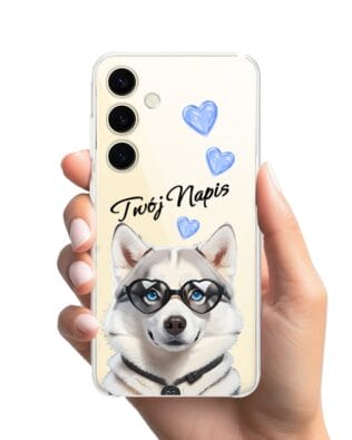 Etui do Samsung Galaxy S24 Plus przeźroczyste, silikonowe Flexi, Puppy Love, pies rasy Husky