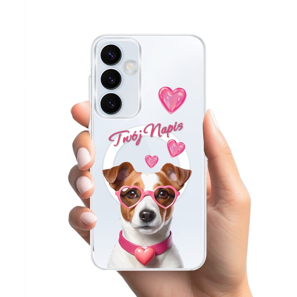 Etui do Samsung Galaxy A55 5G z MagSafe przeźroczyste, silikonowe Flexi, Puppy Love, pies rasy Jack Russell Terrier - obrazek 2