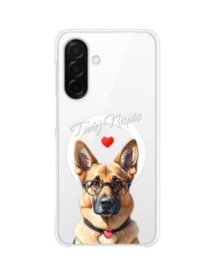 Etui do Samsung Galaxy A26 5G z MagSafe przeźroczyste, silikonowe Flexi, Puppy Love, pies rasy Owczarek Niemiecki