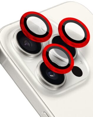 Metalowa osłona obiektywu aparatu ze szkła hartowanego 9H do iPhone 15 Pro, 1 zestaw, czerwona