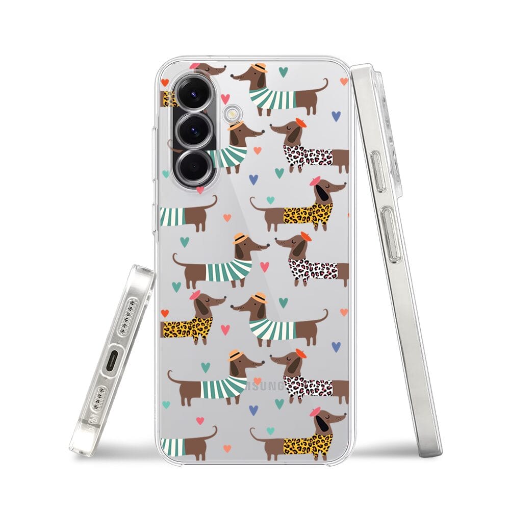 Etui do Samsung Galaxy A56 5G przeźroczyste, silikonowe Flexi, zakochane jamniki - obrazek 3