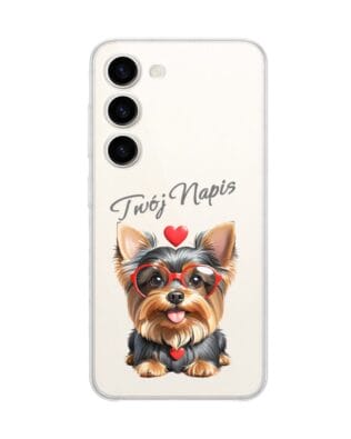 Etui do Samsung Galaxy S23 przeźroczyste, silikonowe Flexi, Puppy Love, pies rasy York