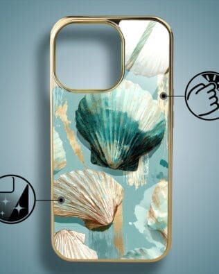 Etui do iPhone 16 Pro IBIZU Elite Glass z MagSafe Morze, Turkusowy skarb, złote