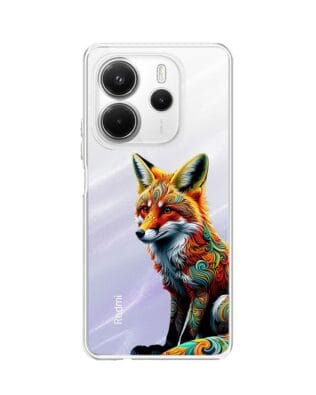 Etui do Xiaomi Redmi Note 14 4G przeźroczyste, silikonowe Flexi, Dzika Mandala, Lis