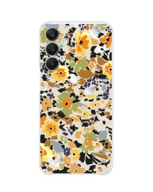 Etui do Samsung Galaxy M35 5G przeźroczyste, silikonowe Flexi, malowane kwiatki