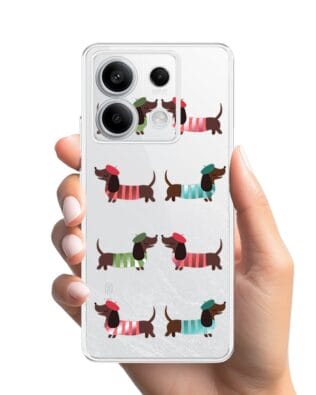 Etui do Xiaomi Redmi Note 13 Pro 5G przeźroczyste, silikonowe Flexi, jamnik w Paryżu