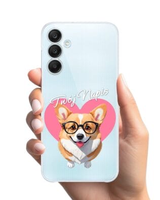 Etui do Samsung Galaxy M35 5G przeźroczyste, silikonowe Flexi, Puppy Love, pies rasy Corgi