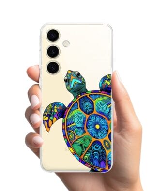 Etui do Samsung Galaxy S24 Plus przeźroczyste, silikonowe Flexi, Dzika Mandala, Żółw
