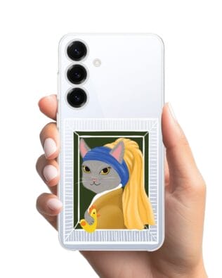 Etui do Samsung Galaxy S25 Plus przeźroczyste, silikonowe Flexi, kotek z kurczakiem