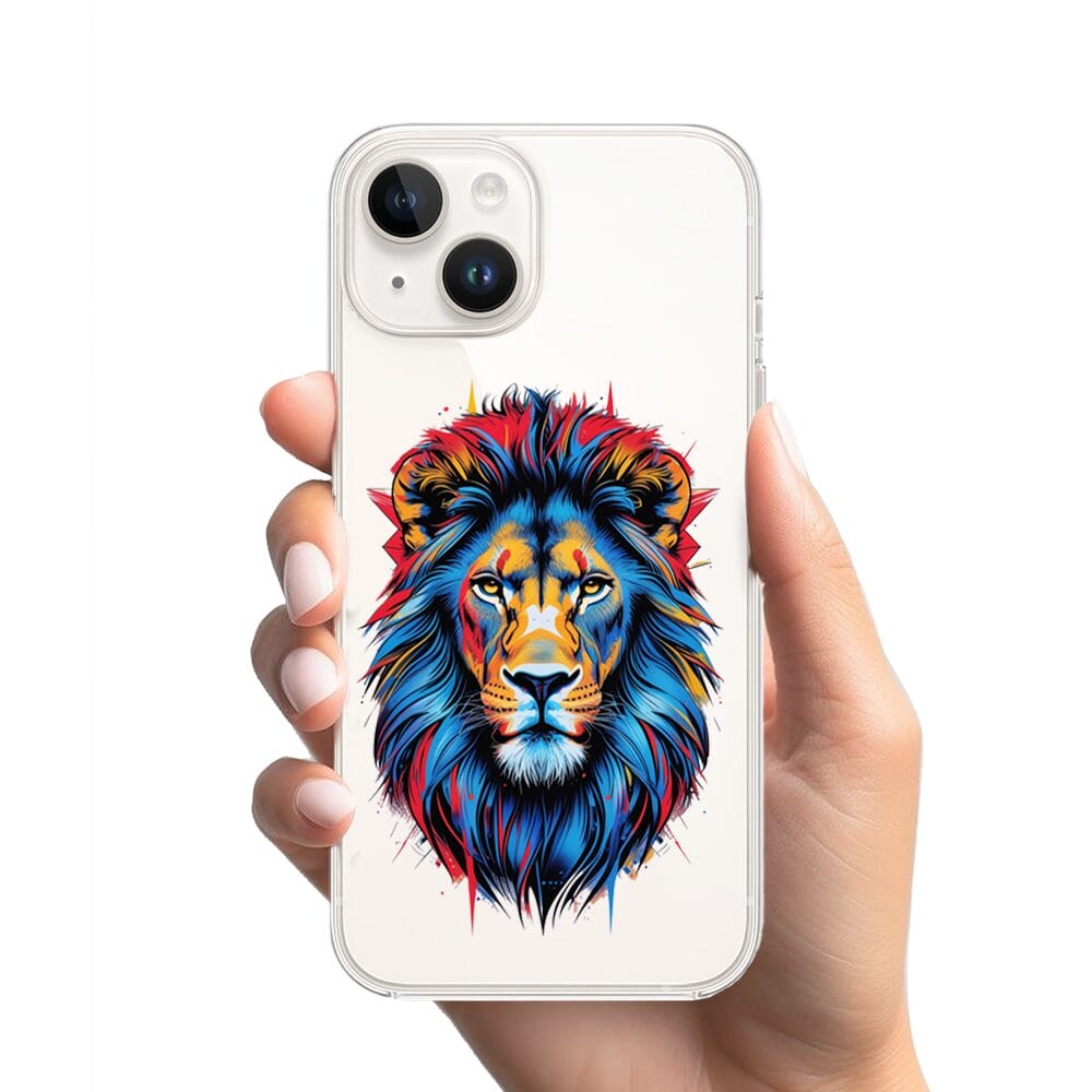 Etui do iPhone 13 Mini przeźroczyste, silikonowe Flexi, Dzika Mandala, Lew - obrazek 2