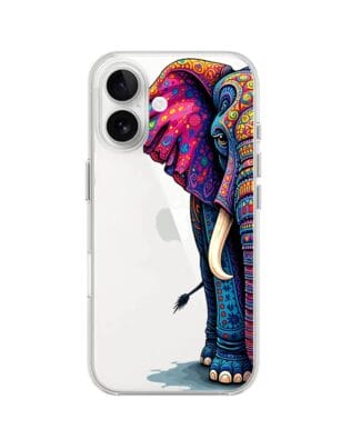 Etui do iPhone 16 Plus przeźroczyste, silikonowe Flexi, Dzika Mandala, Słoń
