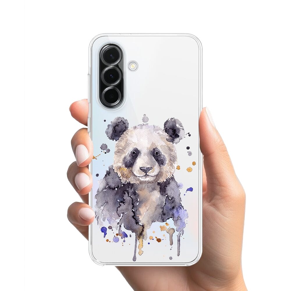 Etui do Samsung Galaxy A36 5G przeźroczyste, silikonowe Flexi, Akwarelowe Zoo, Panda - obrazek 2
