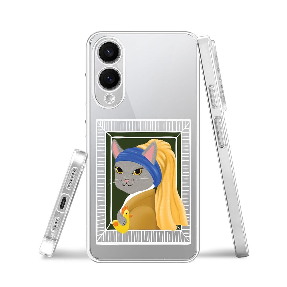 Etui do Samsung Galaxy S25 Edge przeźroczyste, silikonowe Flexi, kotek z kurczakiem - obrazek 3