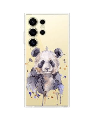 Etui do Samsung Galaxy S24 Ultra przeźroczyste, silikonowe Flexi, Akwarelowe Zoo, Panda