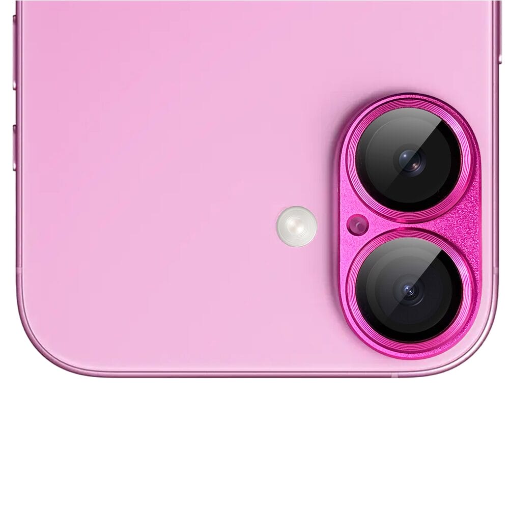 Metalowa osłona na cały aparat z wbudowanymi szkłami do iPhone 16 Plus, różowa - obrazek 3