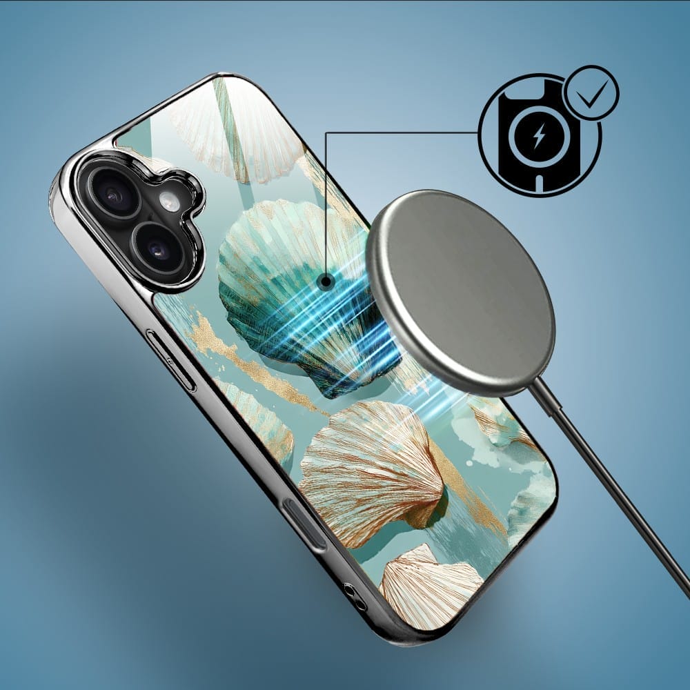 Etui do iPhone 16 IBIZU Elite Glass z MagSafe, Morze, Turkusowy skarb, czarne - obrazek 7
