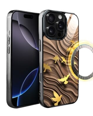Etui do iPhone 16 Pro IBIZU Elite Glass z MagSafe Zwierzęta, Piaskowa odyseja, czarne