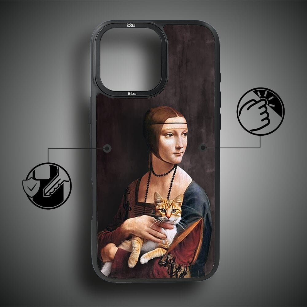 Etui do iPhone 14 Pro IBIZU DropGuard Matt z MagSafe, Leonardo Da Vinci, dama z kotem - obrazek 7
