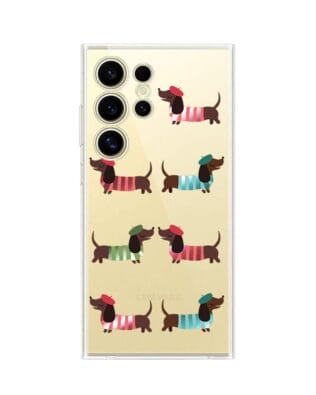 Etui do Samsung Galaxy S24 Ultra przeźroczyste, silikonowe Flexi, jamnik w Paryżu