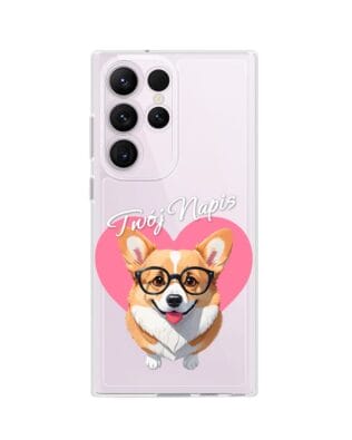 Etui do Samsung Galaxy S23 Ultra przeźroczyste, silikonowe Flexi, Puppy Love, pies rasy Corgi