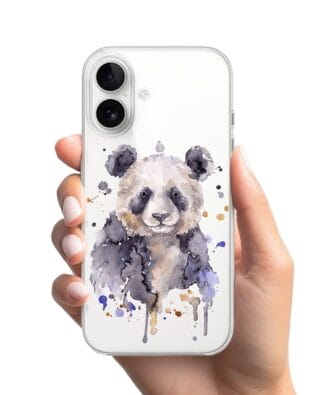 Etui do iPhone 16 przeźroczyste, silikonowe Flexi, Akwarelowe Zoo, Panda