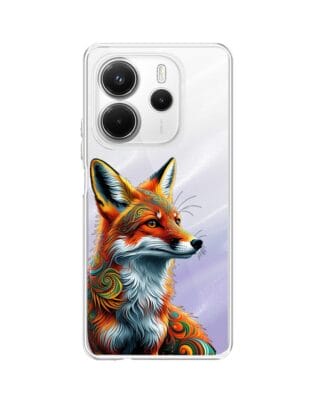 Etui do Xiaomi Redmi Note 14 5G przeźroczyste, silikonowe Flexi, Dzika Mandala, Twarz lisa