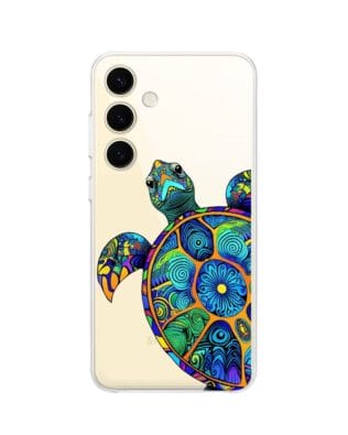 Etui do Samsung Galaxy S24 przeźroczyste, silikonowe Flexi, Dzika Mandala, Żółw