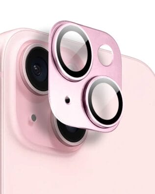 Metalowa osłona na cały aparat z wbudowanymi szkłami do iPhone 15, różowa