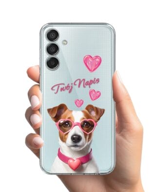Etui do Samsung Galaxy M15 5G przeźroczyste, silikonowe Flexi, Puppy Love, pies rasy Jack Russell Terrier