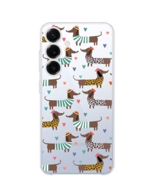 Etui do Samsung Galaxy S25 Plus przeźroczyste, silikonowe Flexi, zakochane jamniki