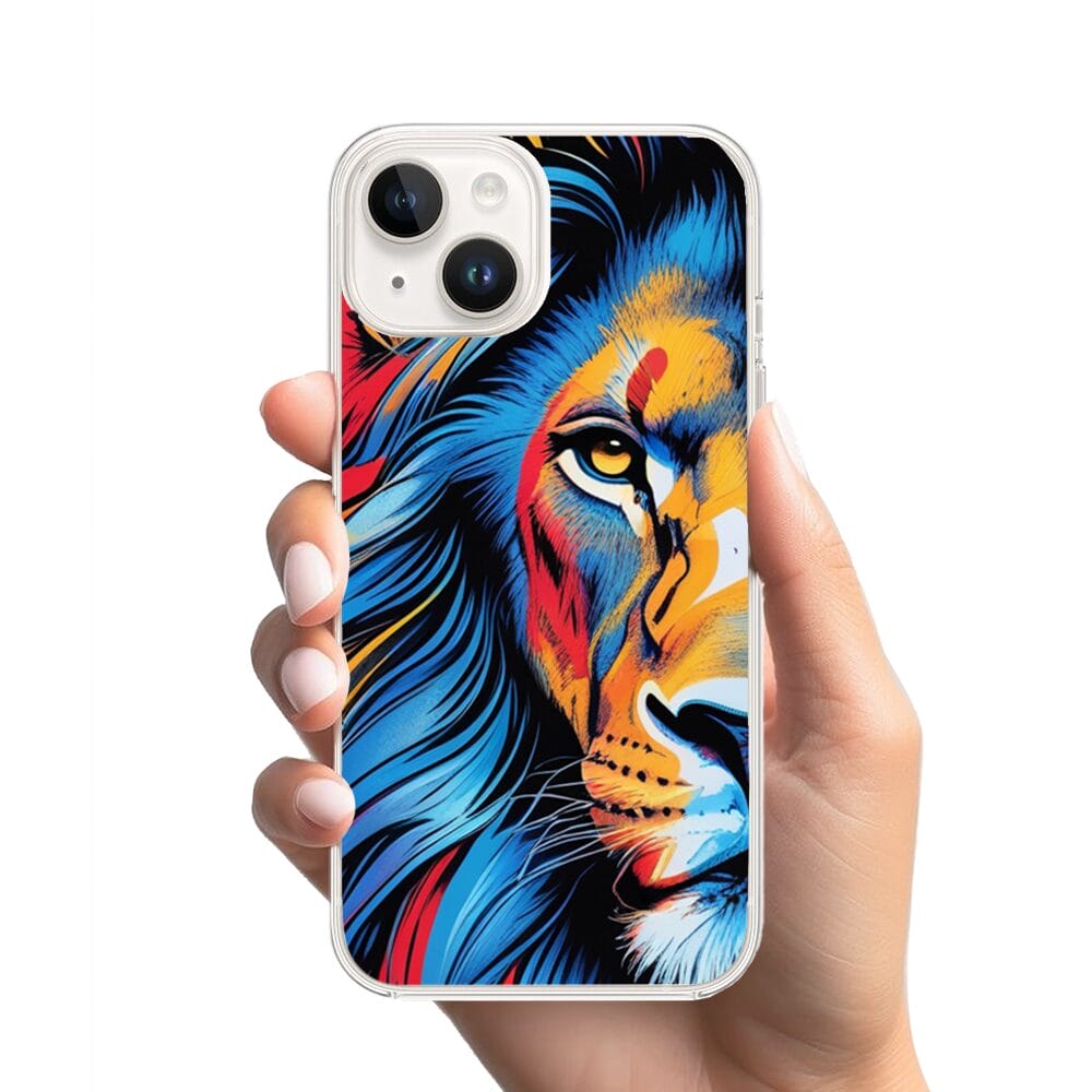 Etui do iPhone 13 Mini przeźroczyste, silikonowe Flexi, Dzika Mandala, Lwie spojrzenie - obrazek 2