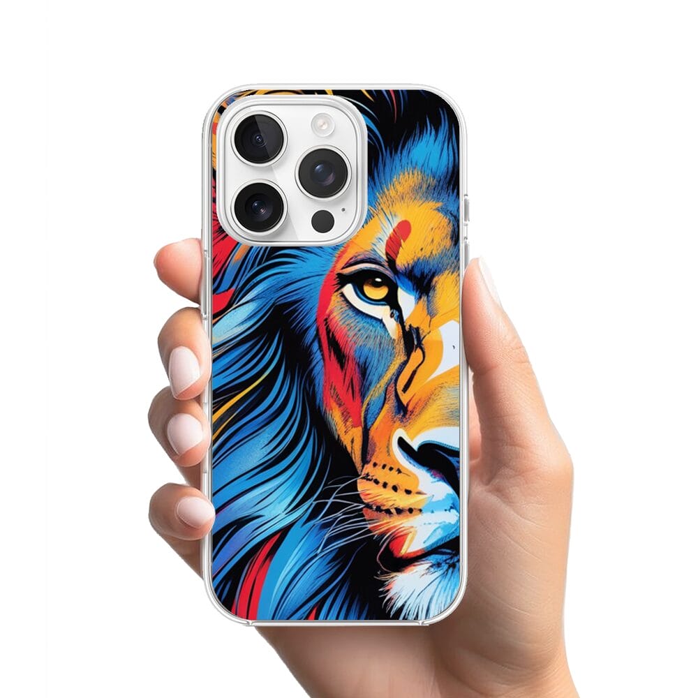 Etui do iPhone 16 Pro przeźroczyste, silikonowe Flexi, Dzika Mandala, Lwie spojrzenie - obrazek 2