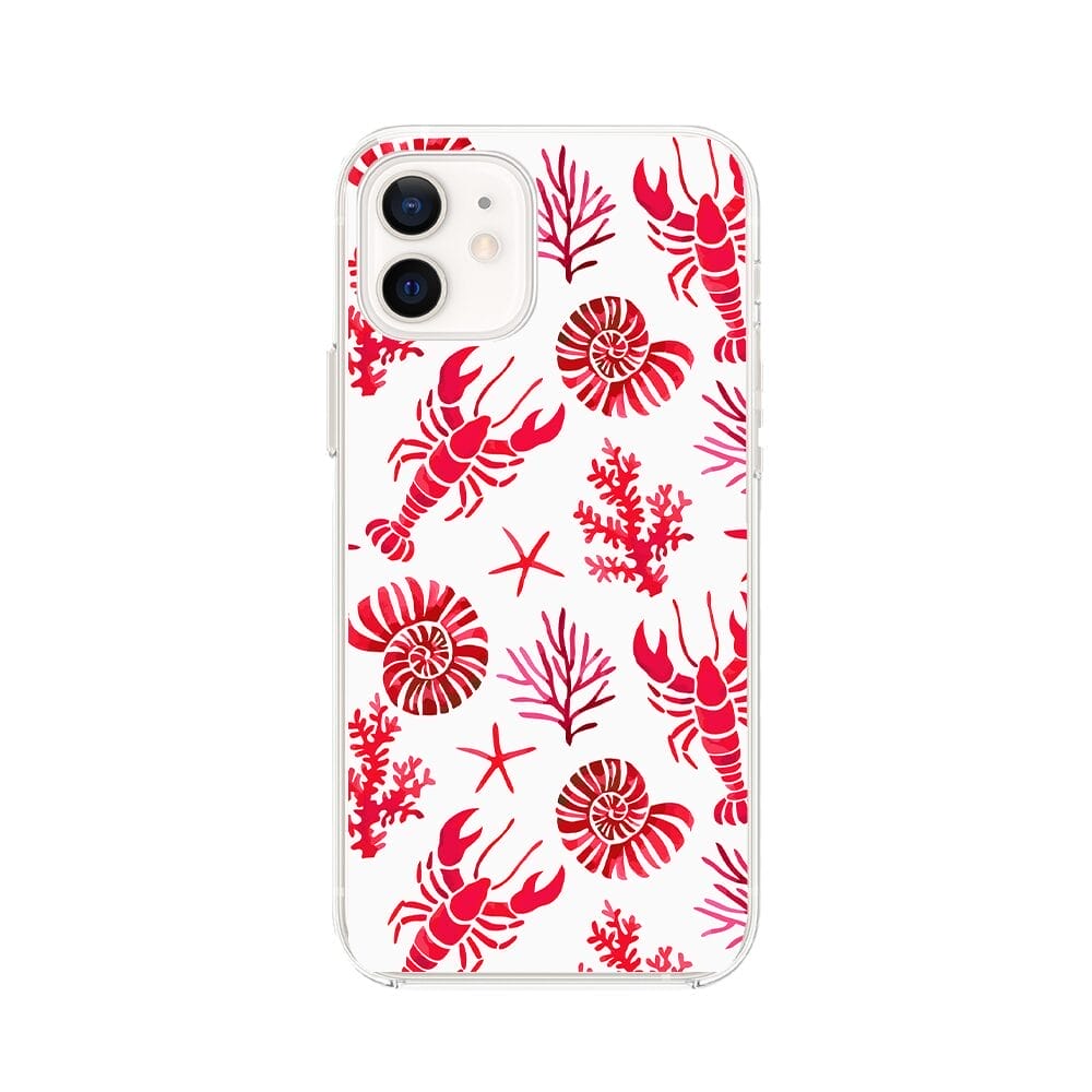 Etui do iPhone 12 przeźroczyste, silikonowe Flexi, krab, muszle