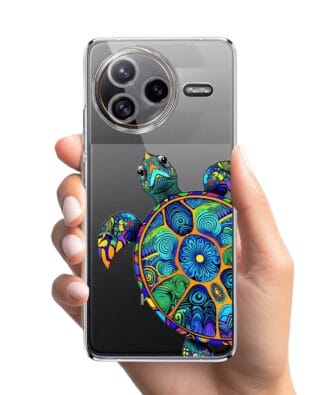 Etui do Xiaomi POCO F7 Ultra przeźroczyste, silikonowe Flexi, Dzika Mandala, Żółw
