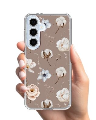 Etui do Samsung Galaxy S24 FE z MagSafe przeźroczyste, silikonowe Flexi, akwarelowe kwiatki